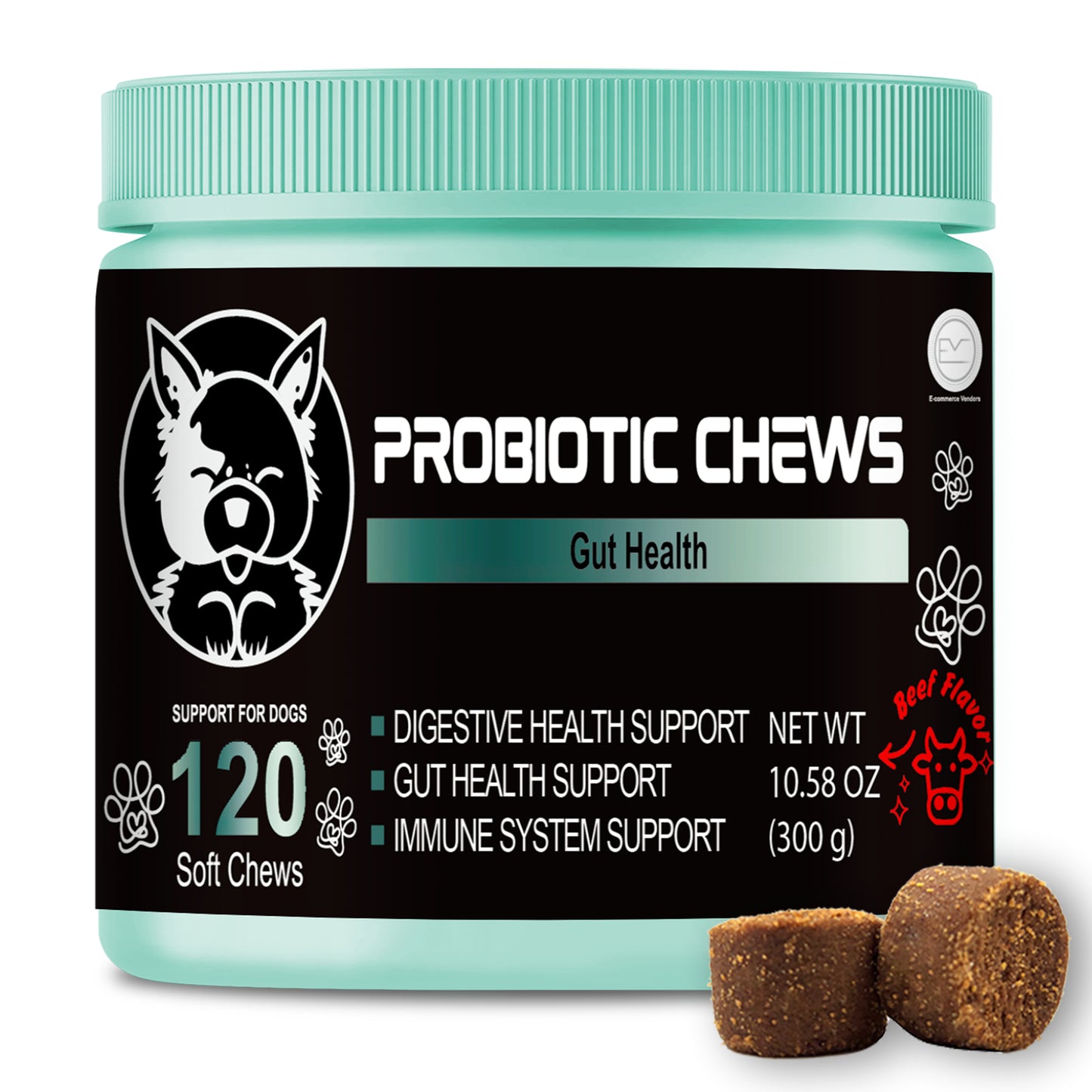 Shopypaws Probiotics for dogs - Probiotic chews for dogs - gut health for dogs - probiotico para perro - digestive enzymes for dogs - dog probiotics - dog health supplies - dog gut health