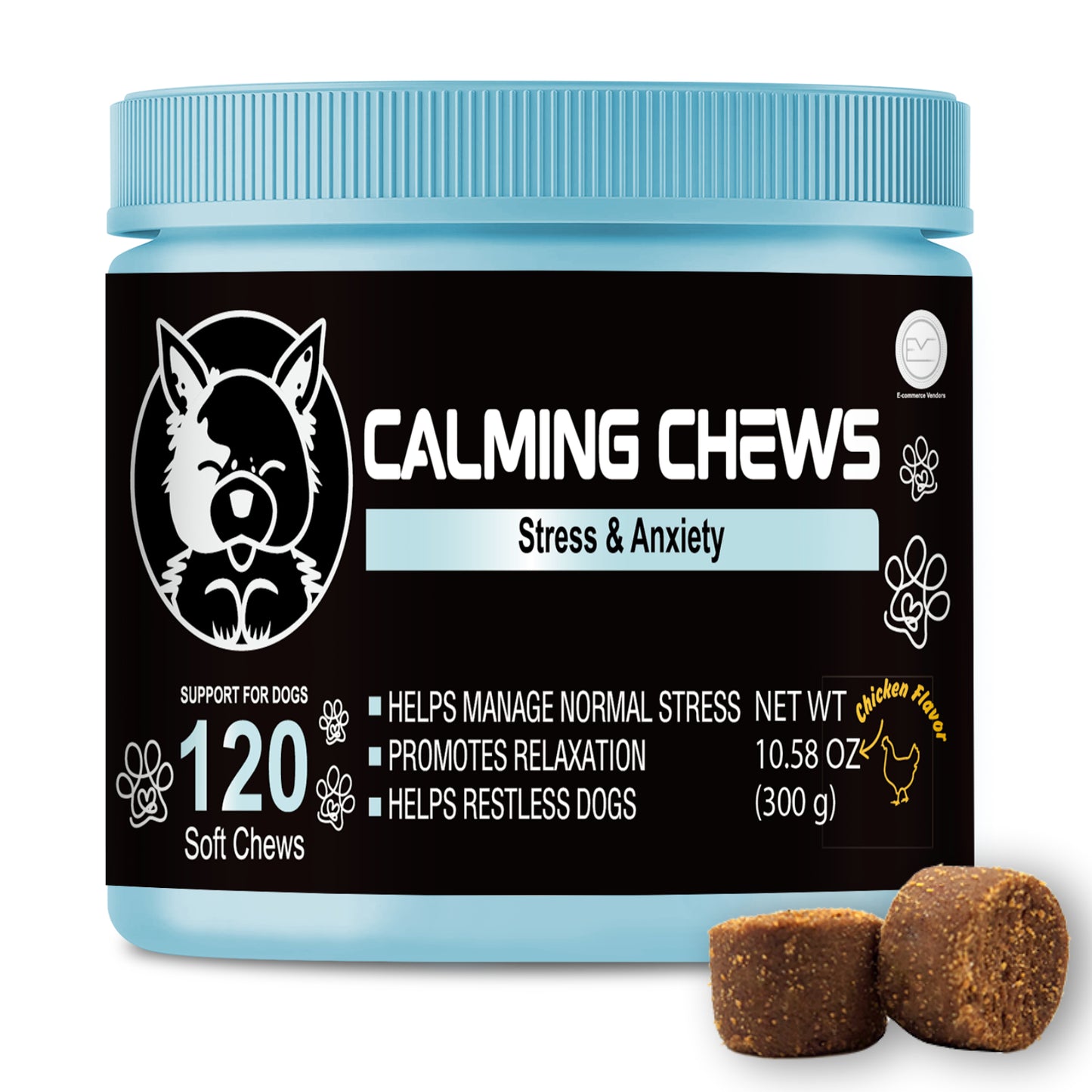 Shopypaws Calming Chews for Dogs - Melatonin for Dogs - Safe Food Supplements - Dog Anxiety Relief -Hemp Calming Chews for Dogs - Separation Anxiety Relief for Dogs - Pets Travel Calm - Dog Calm