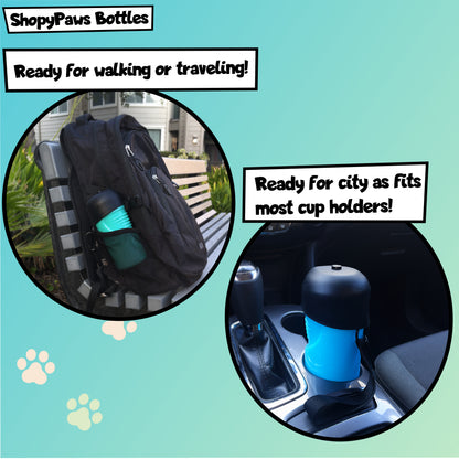 ShopyPaws Dog Water Bottle - dog travel water bottle -dog bottle -travel dog water bowl -pet travel water bowl -doggy water bottle -dog water bowl collapse -dog water bowl dispenser- puppy water bottle