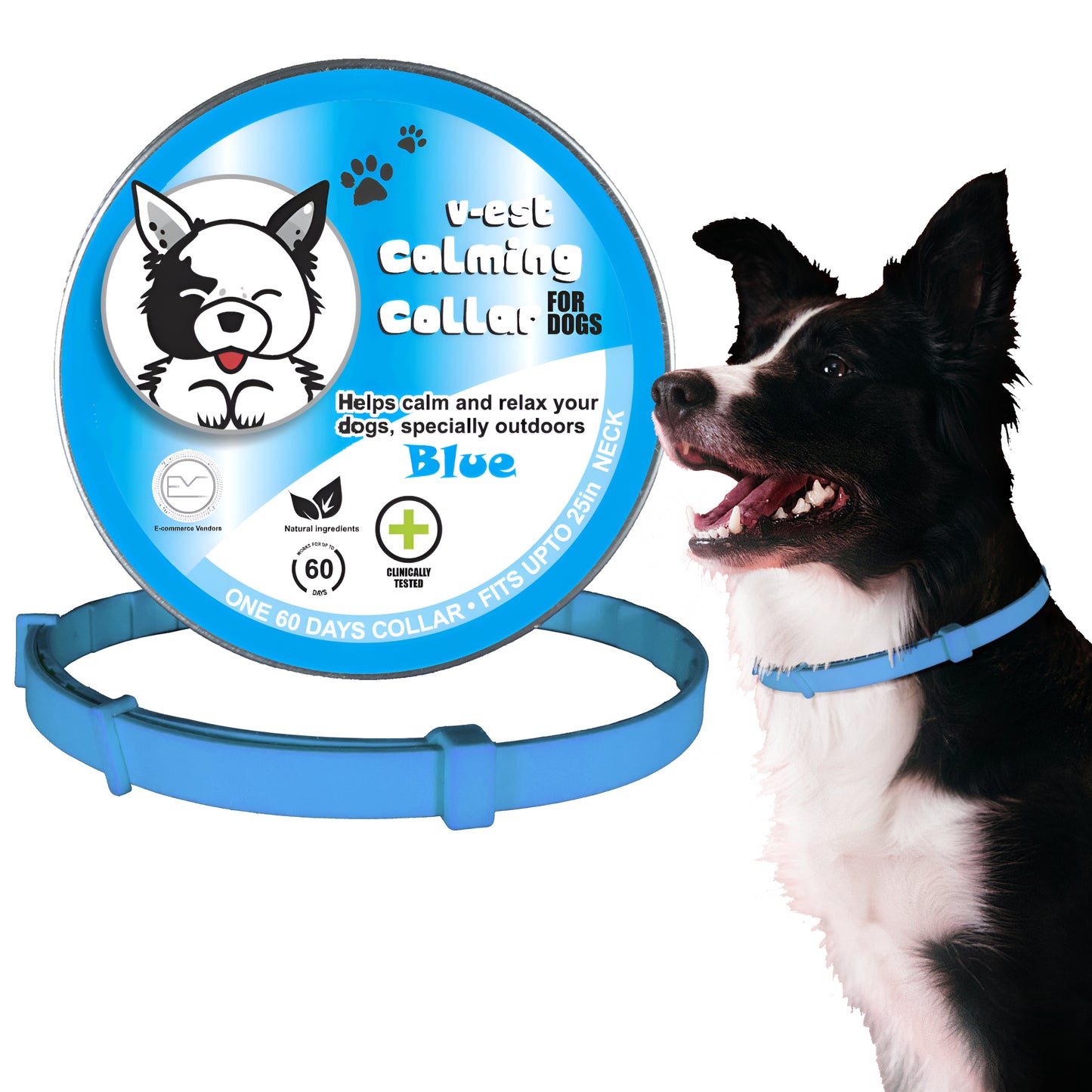 Shopypaws Calming Collar for Big Dogs with Pheromones, Reduce Separation Anxiety, 60-Day, Adjustable Size 25in