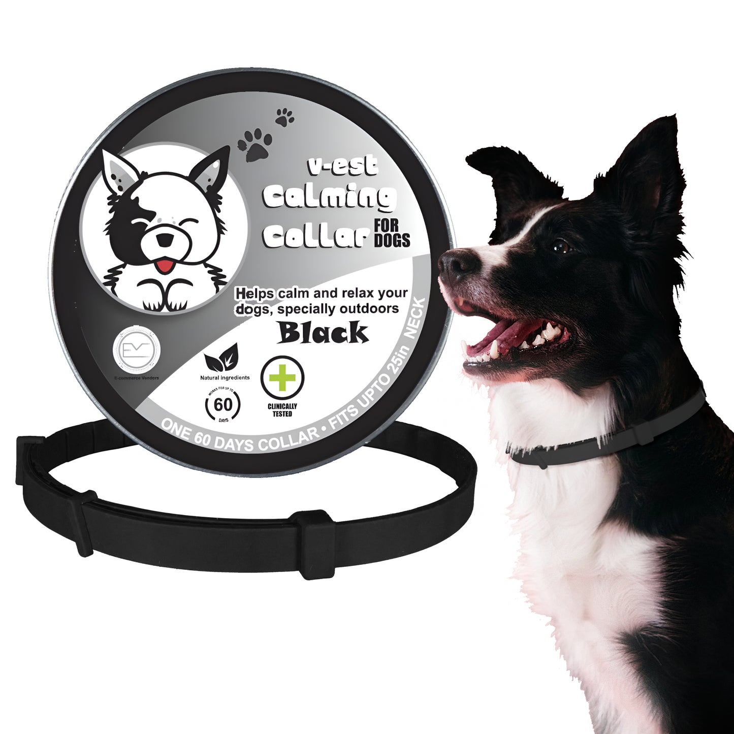 Shopypaws Calming Collar for Big Dogs with Pheromones, Reduce Separation Anxiety, 60-Day, Adjustable Size 25in