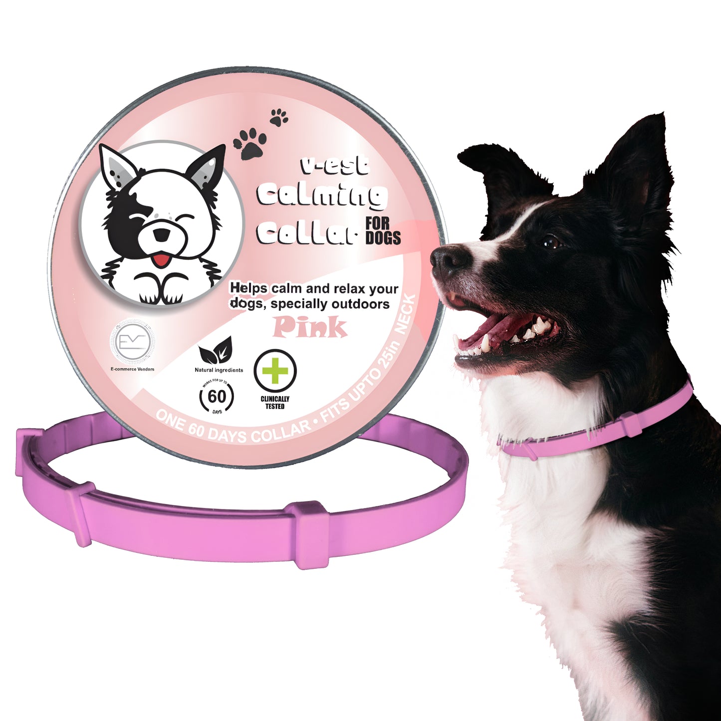 Shopypaws Calming Collar for Big Dogs with Pheromones, Reduce Separation Anxiety, 60-Day, Adjustable Size 25in