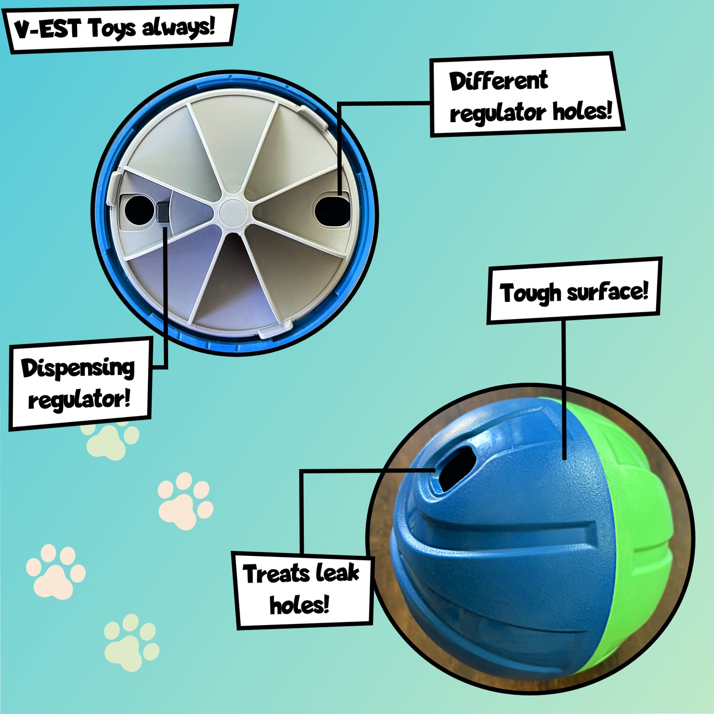 Interactive Dog Toy - Treat dispenser Ball for Small and Large Dogs | Durable Chew Toy